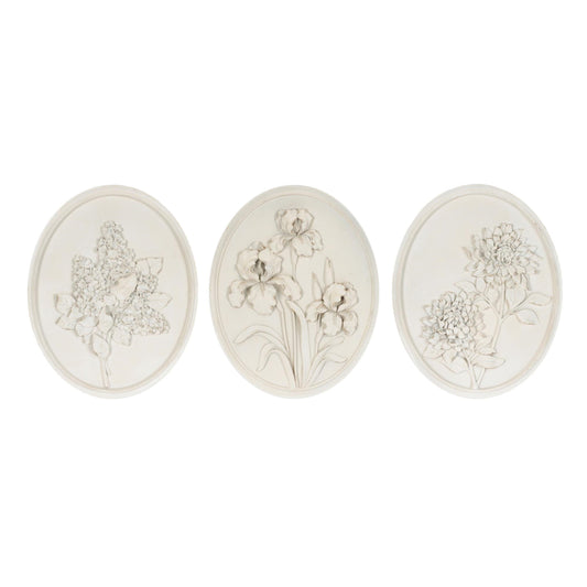 Sculpted Flower Plaque (Set of 3)