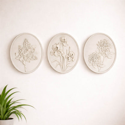 Sculpted Flower Plaque (Set of 3)