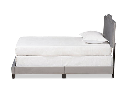 Baxton Studio Benjen Modern and Contemporary Glam Grey Velvet Fabric Upholstered Twin Size Panel Bed