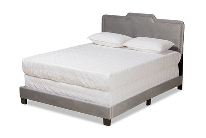 Baxton Studio Benjen Modern and Contemporary Glam Grey Velvet Fabric Upholstered Full Size Panel Bed