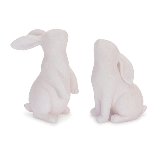 Blush Glitter Bunny Figurine (Set of 2)