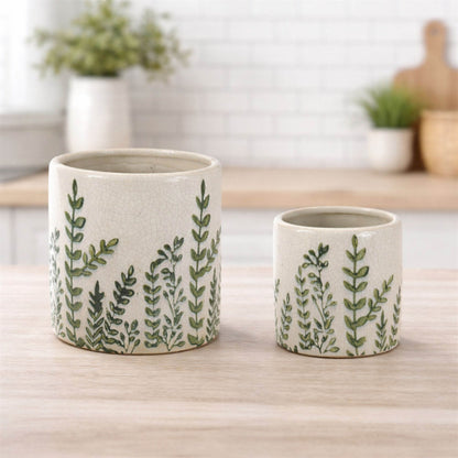 Botanical Fern Stoneware Planter (Set of 2)