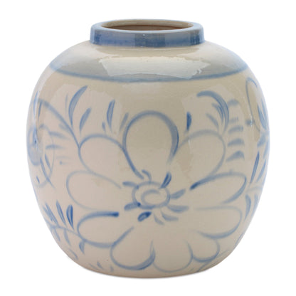 Floral Stoneware Vase 9.25"H