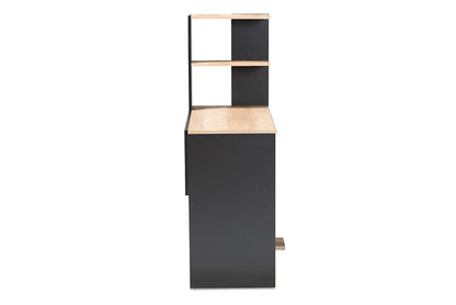 Baxton Studio Callahan Modern and Contemporary Two-Tone Dark Grey and Oak Finished Wood Desk with Shelves