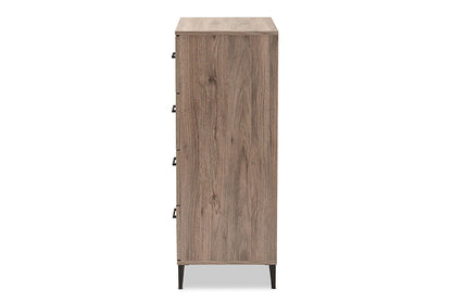 Baxton Studio Daxton Modern and Contemporary Rustic Oak Finished Wood 4-Drawer Storage Chest