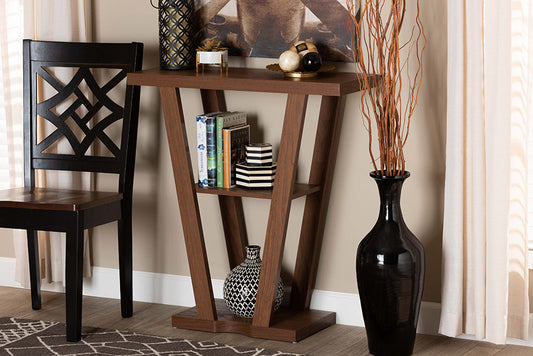 Baxton Studio Boone Modern and Contemporary Walnut Brown Finished Wood Console Table