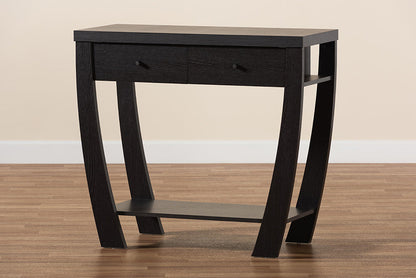 Baxton Studio Capote Modern and Contemporary Dark Brown Finished Wood 2-Drawer Console Table