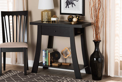 Baxton Studio Herman Modern and Contemporary Dark Brown Finished Wood 1-Drawer Console Table