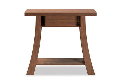 Baxton Studio Herman Modern and Contemporary Walnut Brown Finished Wood 1-Drawer Console Table