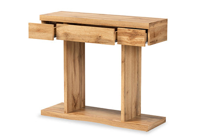 Baxton Studio Otis Modern and Contemporary Oak Brown Finished Wood 3-Drawer Console Table