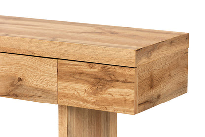 Baxton Studio Otis Modern and Contemporary Oak Brown Finished Wood 3-Drawer Console Table