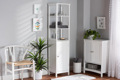 Baxton Studio Beltran Modern and Contemporary White Finished Wood Bathroom Storage Cabinet