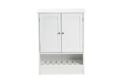 Baxton Studio Jaela Modern and Contemporary White Finished Wood 2-Door Bathroom Storage Cabinet