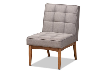 Baxton Studio Sanford Mid-Century Modern Grey Fabric Upholstered and Walnut Brown Finished Wood Dining Chair