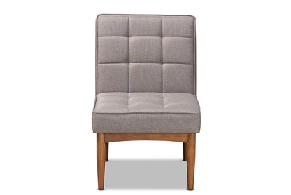Baxton Studio Sanford Mid-Century Modern Grey Fabric Upholstered and Walnut Brown Finished Wood Dining Chair