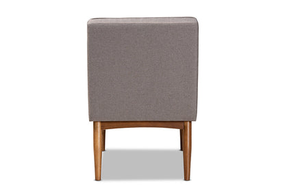 Baxton Studio Sanford Mid-Century Modern Grey Fabric Upholstered and Walnut Brown Finished Wood Dining Chair