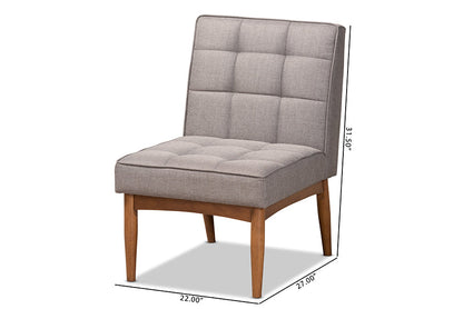 Baxton Studio Sanford Mid-Century Modern Grey Fabric Upholstered and Walnut Brown Finished Wood Dining Chair