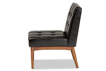 Baxton Studio Sanford Mid-Century Modern Dark Brown Faux Leather Upholstered and Walnut Brown Finished Wood Dining Chair