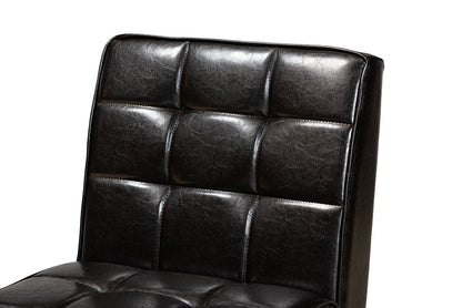 Baxton Studio Sanford Mid-Century Modern Dark Brown Faux Leather Upholstered and Walnut Brown Finished Wood Dining Chair