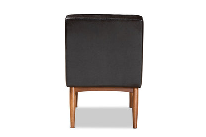 Baxton Studio Daymond Mid-Century Modern Dark Brown Faux Leather Upholstered and Walnut Brown Finished Wood Dining Chair