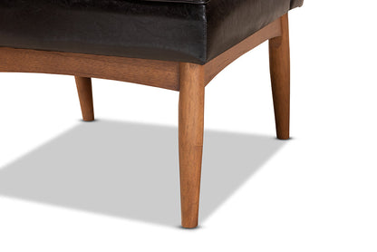 Baxton Studio Daymond Mid-Century Modern Dark Brown Faux Leather Upholstered and Walnut Brown Finished Wood Dining Chair