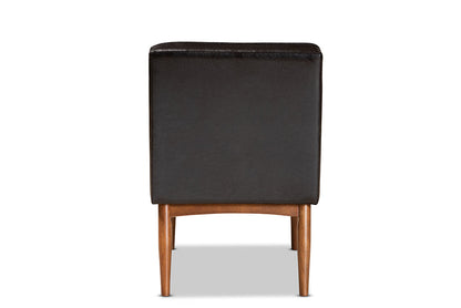 Baxton Studio Riordan Mid-Century Modern Dark Brown Faux Leather Upholstered and Walnut Brown Finished Wood Dining Chair