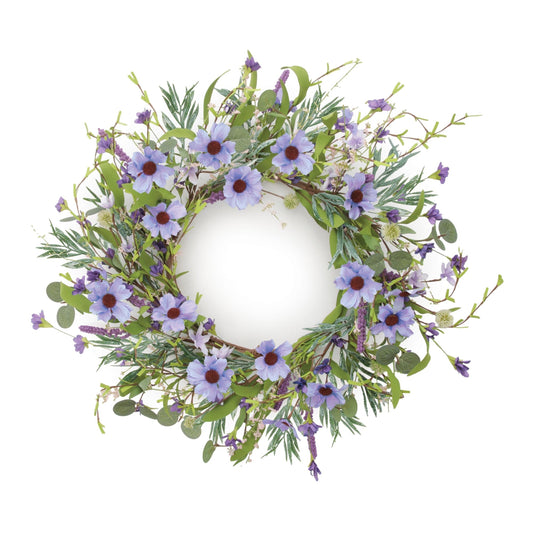 Pink Cosmos Floral Wreath 22 Inch