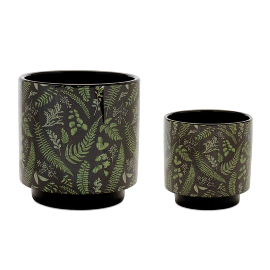 Botanical Fern Print Dolomite Planter (Set of 2)