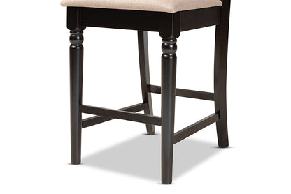 Baxton Studio Ramiro Modern and Contemporary Transitional Sand Fabric Upholstered and Dark Brown Finished Wood 2-Piece Counter Stool Set