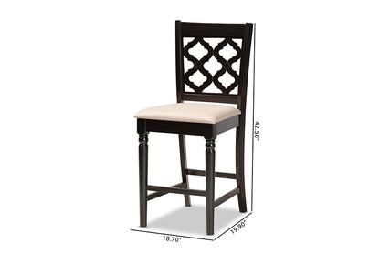 Baxton Studio Ramiro Modern and Contemporary Transitional Sand Fabric Upholstered and Dark Brown Finished Wood 2-Piece Counter Stool Set