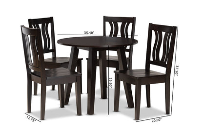 Baxton Studio Anesa Modern and Contemporary Transitional Dark Brown Finished Wood 5-Piece Dining Set
