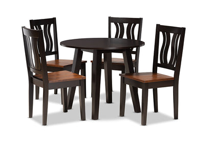 Baxton Studio Anesa Modern and Contemporary Transitional Two-Tone Dark Brown and Walnut Brown Finished Wood 5-Piece Dining Set