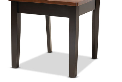 Baxton Studio Anesa Modern and Contemporary Transitional Two-Tone Dark Brown and Walnut Brown Finished Wood 5-Piece Dining Set