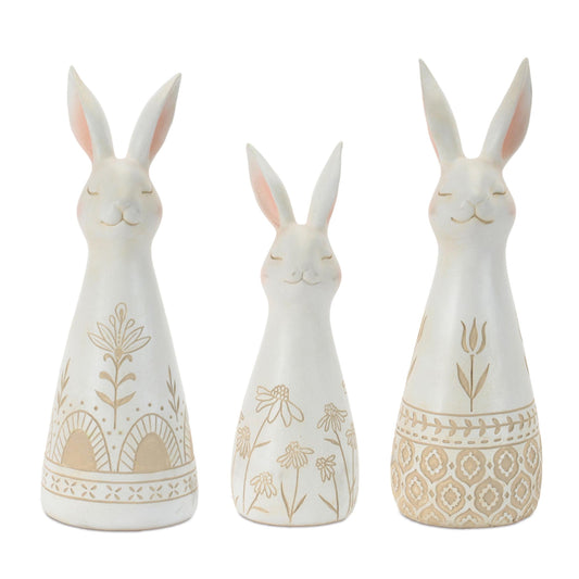 Ornate Floral Pattern Rabbit (Set of 3)