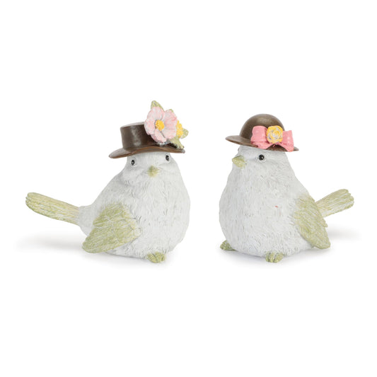 Bird with Floral Hat Figurine (Set of 2)