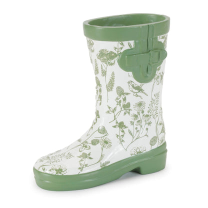 Floral Print Rain Boot Vase 7"H