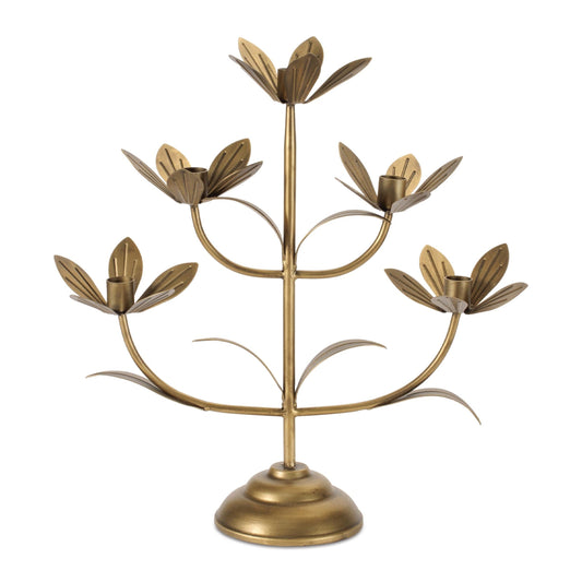 Sculpted Floral Candelabra 16.75"H