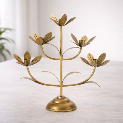 Sculpted Floral Candelabra 16.75"H