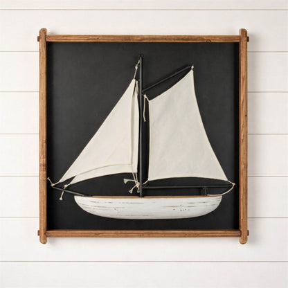 Framed 3D Sailboat Wall Art 30"SQ