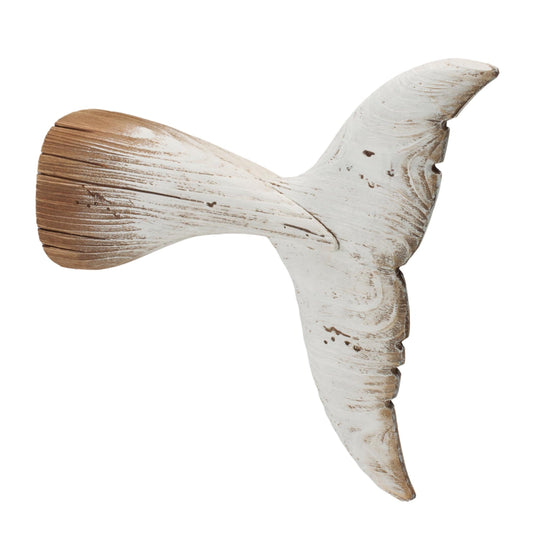 Distressed Wood Whale Tail Wall Art 15"H
