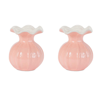 Ribbed Ruffle Rim Vase (Set of 2)