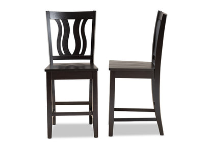 Baxton Studio Fenton Modern and Contemporary Transitional Dark Brown Finished Wood 2-Piece Counter Stool Set