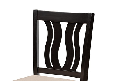 Baxton Studio Fenton Modern and Contemporary Transitional Sand Fabric Upholstered and Dark Brown Finished Wood 2-Piece Counter Stool Set