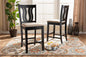 Baxton Studio Fenton Modern and Contemporary Transitional Sand Fabric Upholstered and Dark Brown Finished Wood 2-Piece Counter Stool Set
