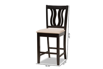 Baxton Studio Fenton Modern and Contemporary Transitional Sand Fabric Upholstered and Dark Brown Finished Wood 2-Piece Counter Stool Set