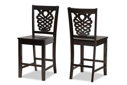 Baxton Studio Gervais Modern and Contemporary Transitional Dark Brown Finished Wood 2-Piece Counter Stool Set