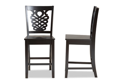 Baxton Studio Gervais Modern and Contemporary Transitional Dark Brown Finished Wood 2-Piece Counter Stool Set
