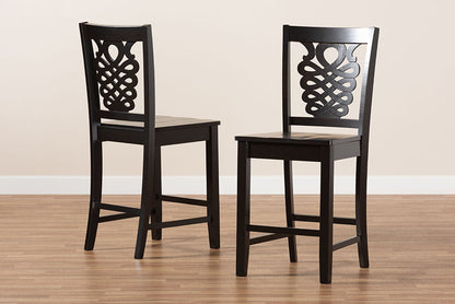 Baxton Studio Gervais Modern and Contemporary Transitional Dark Brown Finished Wood 2-Piece Counter Stool Set