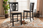 Baxton Studio Gervais Modern and Contemporary Transitional Sand Fabric Upholstered and Dark Brown Finished Wood 2-Piece Counter Stool Set