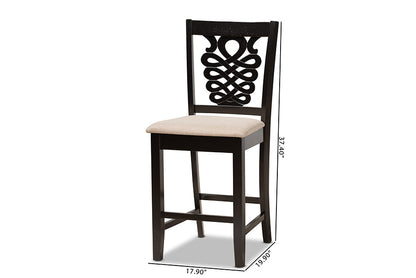 Baxton Studio Gervais Modern and Contemporary Transitional Sand Fabric Upholstered and Dark Brown Finished Wood 2-Piece Counter Stool Set